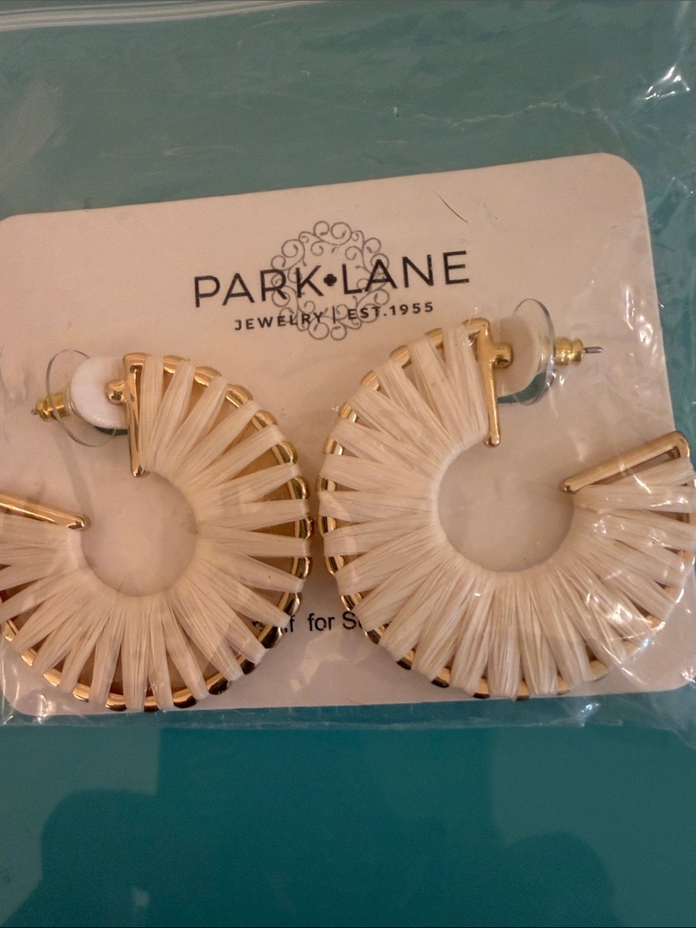 Park Lane Gold and Cream Thread-Wrapped Hoop Earrings